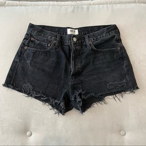 Agolde Parker cut off black denim shorts